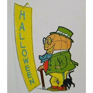 Halloween Postcard Dressed Goblin Man Cat Gibson Fantasy Anthropomorphic Unused